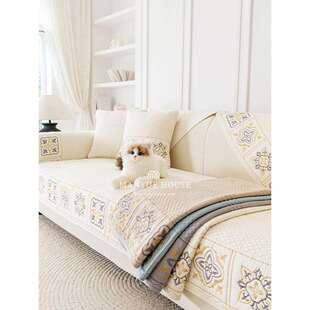 纯色简约客厅沙发垫沙发套罩巾全棉纯棉可机洗四季通用座垫子