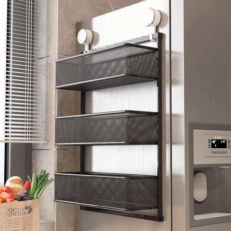 冰箱置物架侧收纳吸盘厨房多功能收纳架免打孔多层壁挂式调料架子