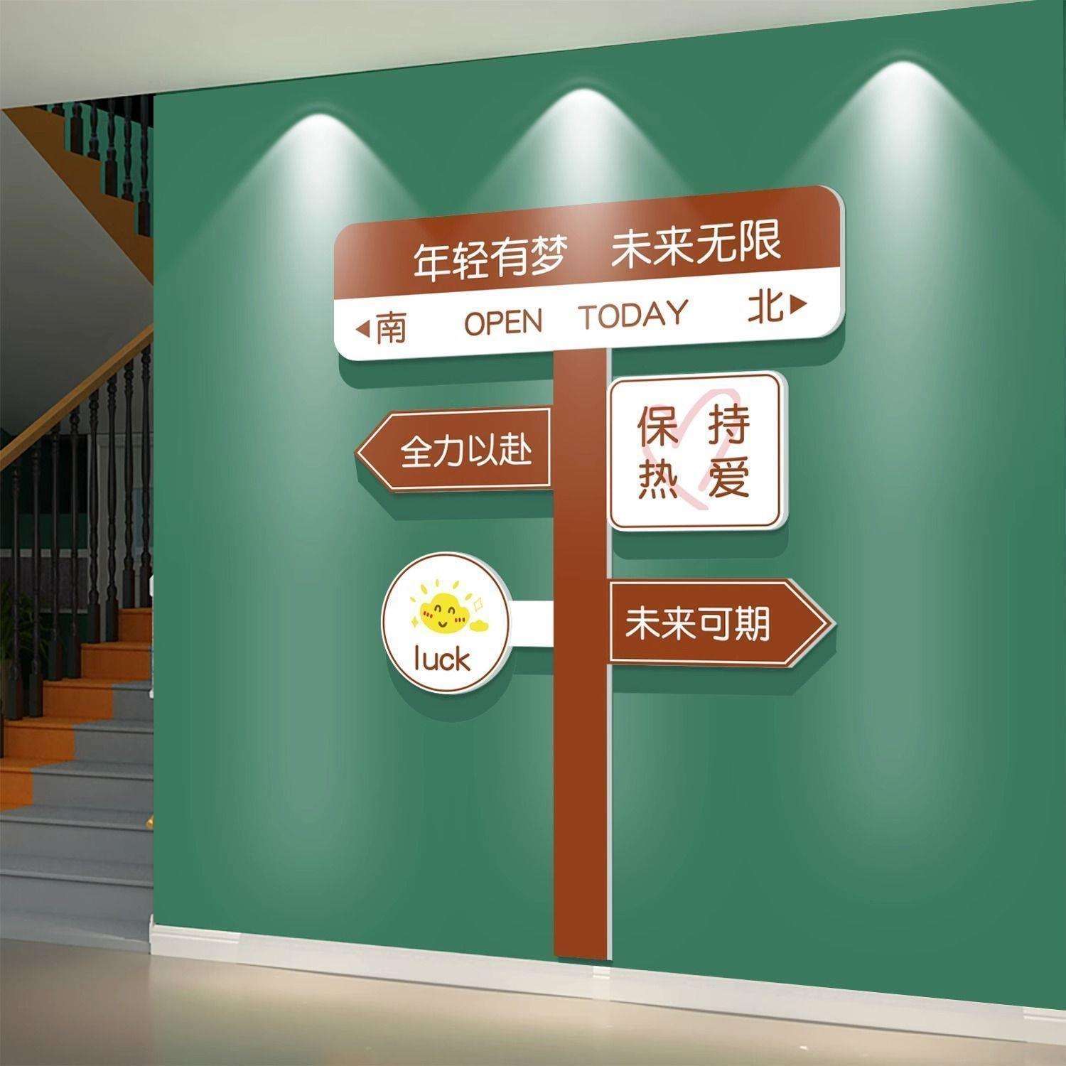 创意路牌励志标语中考班级装饰文化墙贴教室布置黑板上面高考神器