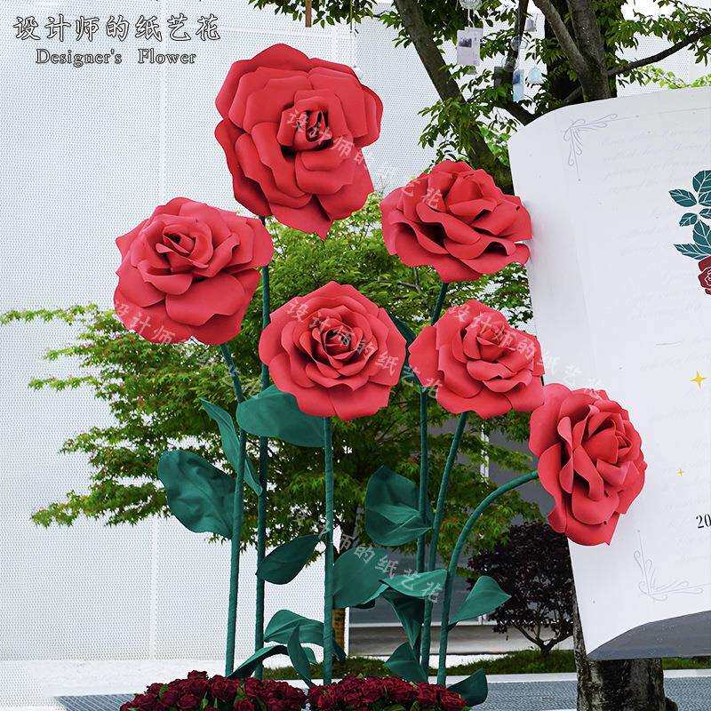 七夕情人节商场玫瑰花eva泡沫纸户外巨大型装饰布置dp点美陈道具