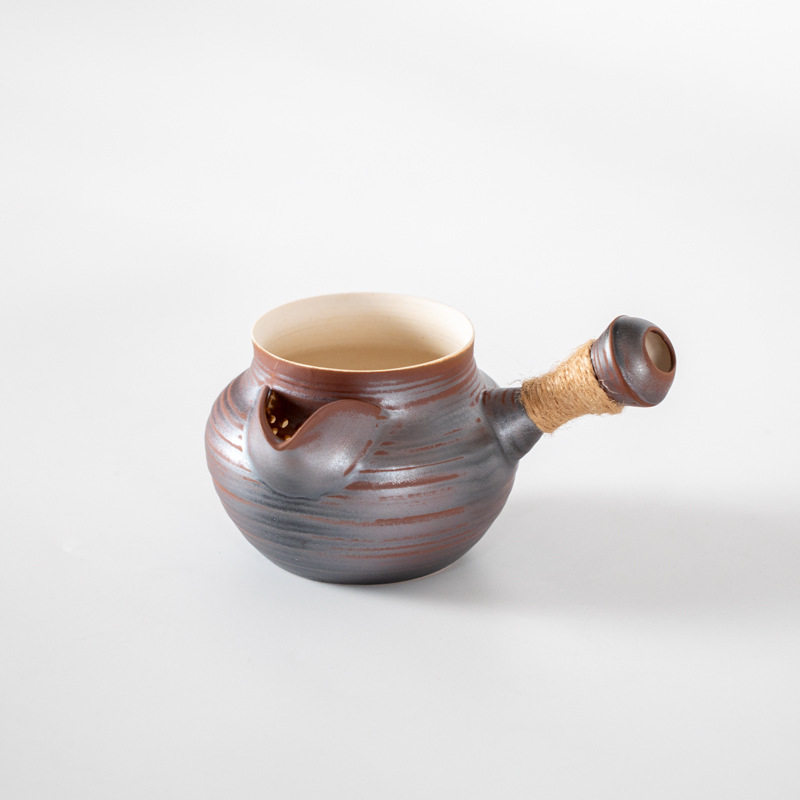 窑变罐罐茶侧把煮茶器滤网复古烤茶罐陶瓷小茶壶户外炭火围炉煮茶