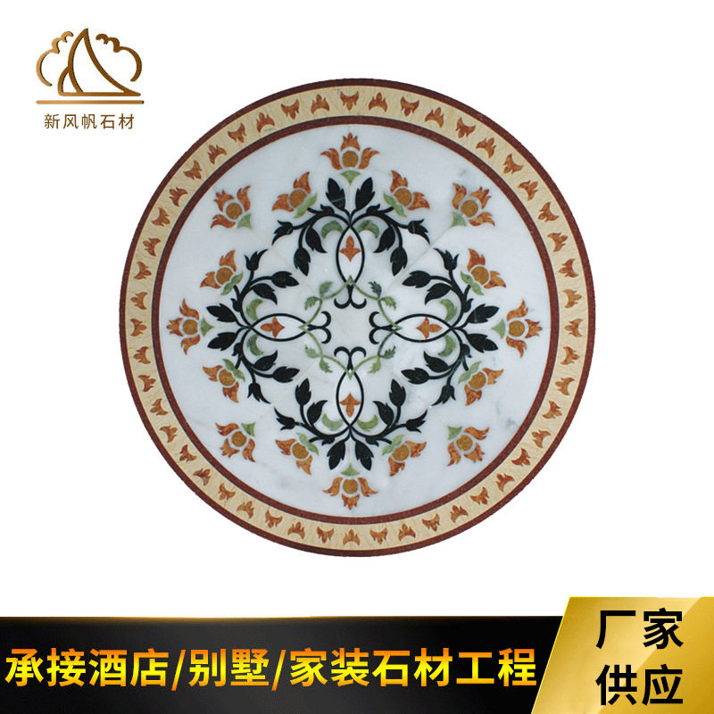 水刀拼花图 客厅玄关过道抛金砖 中式古典走廊拼花艺术地板砖供应