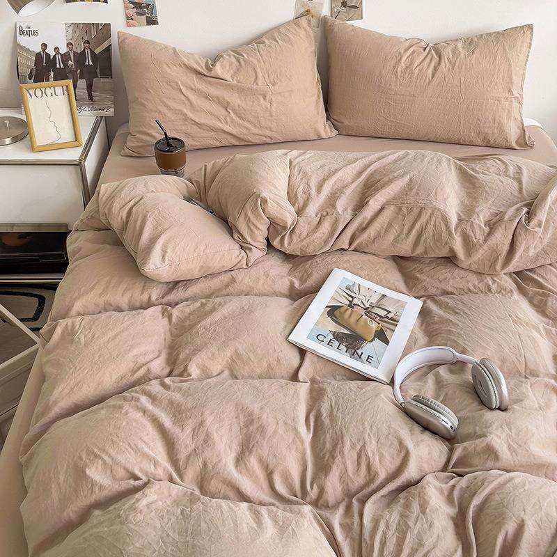 A类母婴级超柔床上四件套纯水洗棉被套床单全被罩床笠学生三4件套