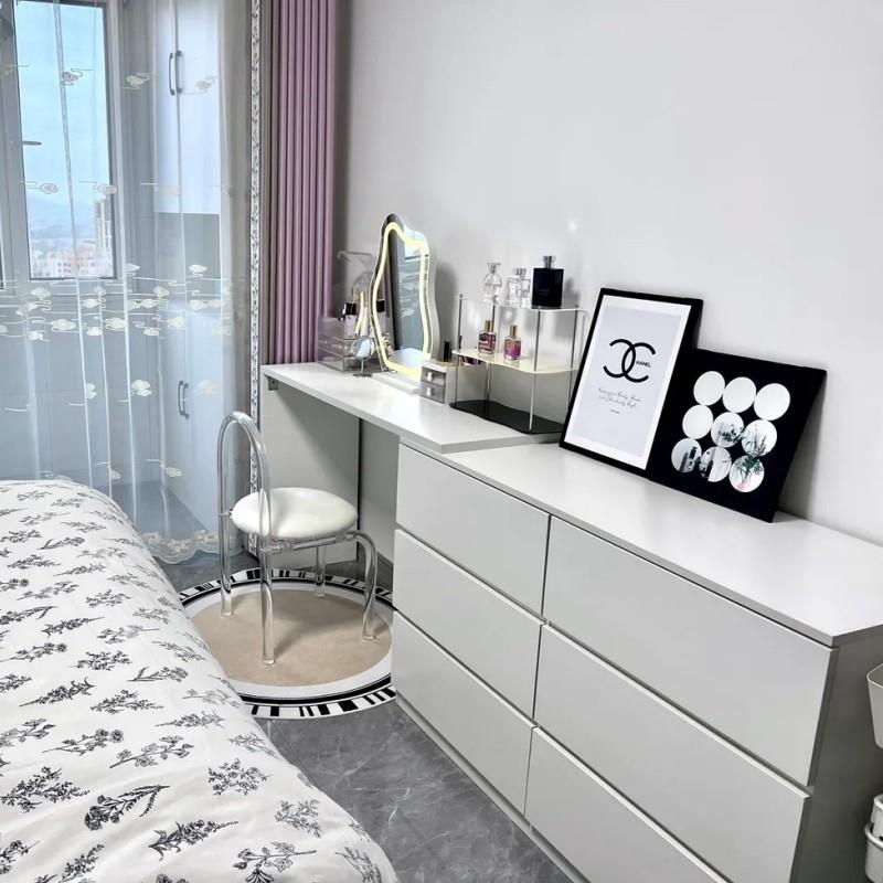 实木梳妆台现代简约斗柜一体化妆台转角储物收纳柜轻奢伸缩化妆桌