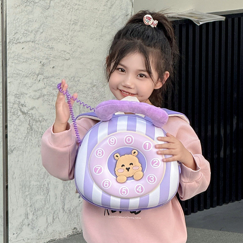 ins新款儿童卡通EVA幼儿园书包3-6岁宝宝双肩包可爱小熊电话背包