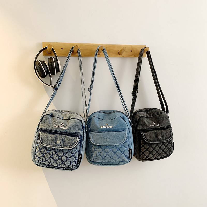 跨境新款女包复古时尚小方包水洗牛仔布单肩斜挎包女生休闲零钱包