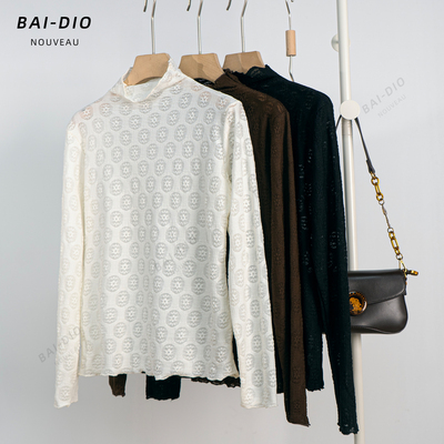 法式小众木耳边蕾丝衫