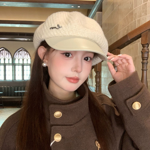英伦复古鸭舌贝雷帽女秋冬季显脸小高级感文艺画家帽休闲通勤帽子