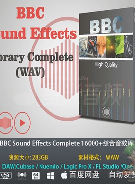 BBC Sound Effects Complete 16000+综合音效库2021全套283GB完整