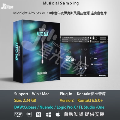 Midnight Alto Sax v1.3.0中音午夜萨克斯风编曲音源 连奏音色库