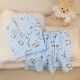 卡通翻领可爱蓝色小八休闲风家居服套装 睡衣女夏季 短裤 云朵棉短袖