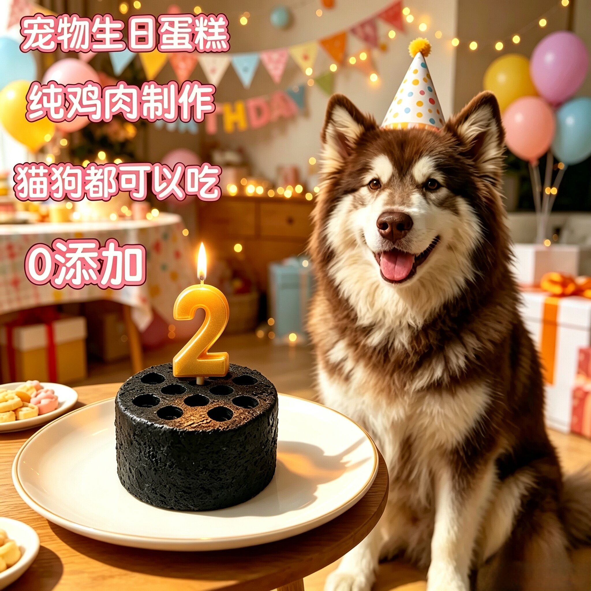 小宠一狼宠物生日蛋糕煤球饼干零食定制狗猫咪照片名字插牌无添加