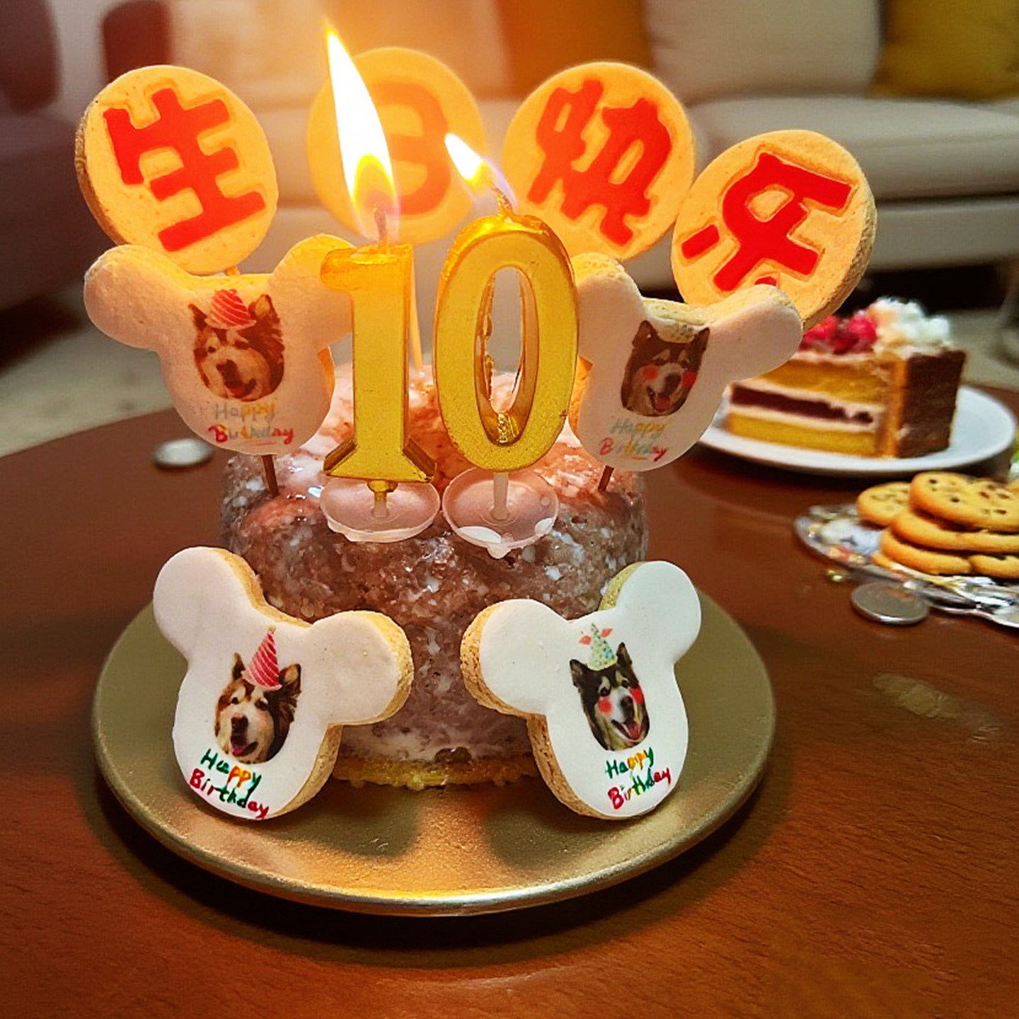 小宠一狼宠物生日蛋糕饼干零食定制狗猫咪照片生日插牌牛肉无添加