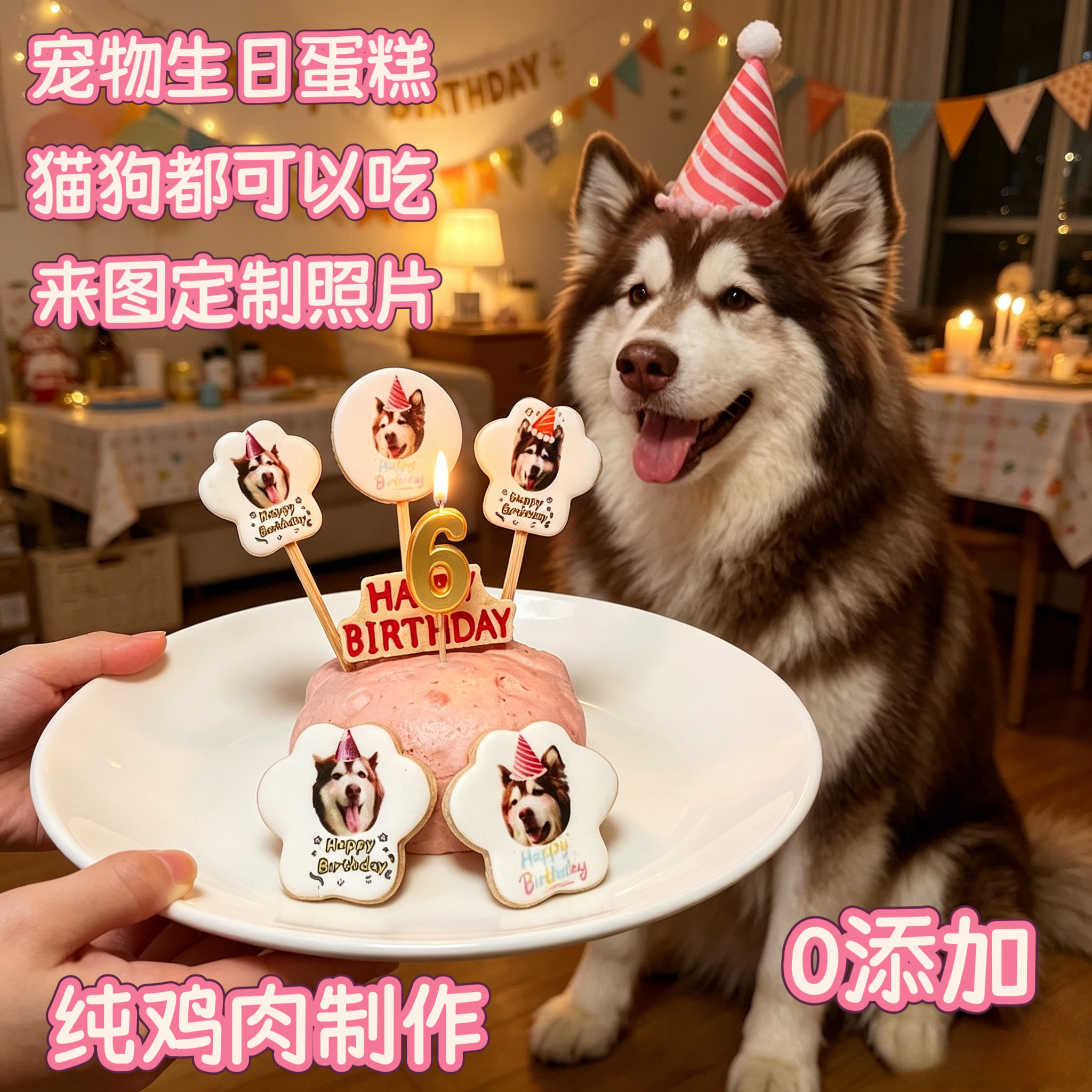 小宠一狼宠物狗生日蛋糕饼干零食定制狗猫咪照片插牌免费抠图设计