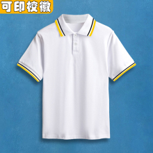夏季校服短袖T恤定制一模一样小学生初中高中白色polo衫儿童班服