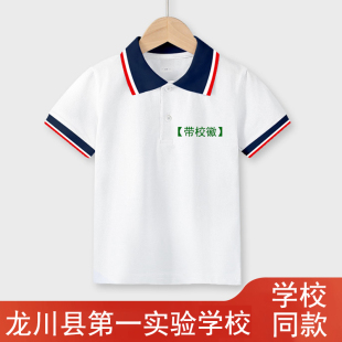 龙川县第一实验学校同款校服学生夏季初中纯棉短袖T恤polo衫班服