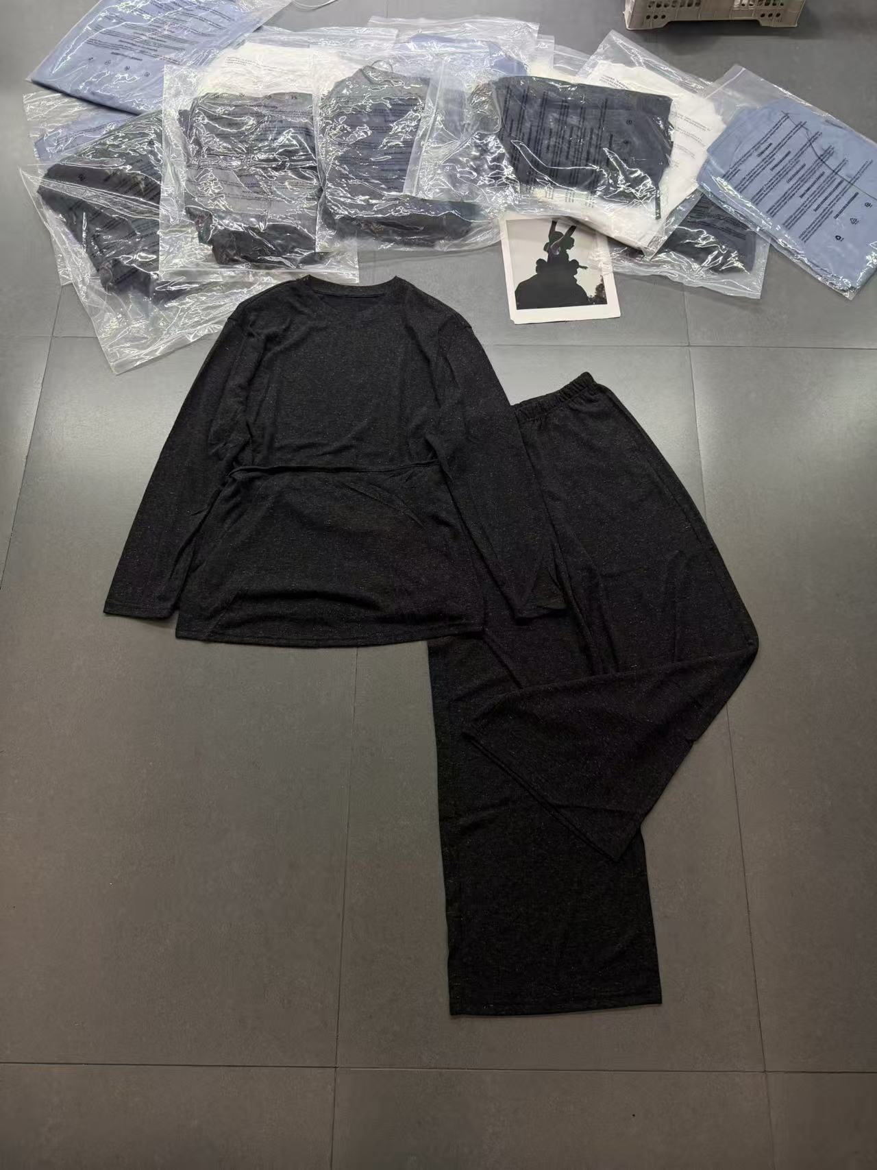 欧洲站2026早秋新款欧货宽松显瘦百搭圆领长袖上衣+阔腿裤套装女