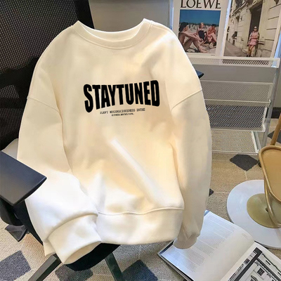 柯瞳圆领卫衣男白色潮牌长袖t恤