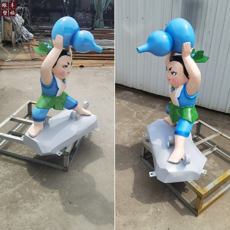 定制动漫卡通系列不锈钢抽象人物雕塑 校园水景不锈钢葫芦娃雕塑