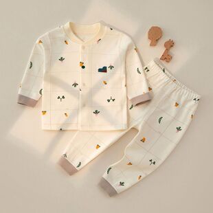 儿童秋衣裤纯棉无骨男女开衫立领套装a类春秋保暖分体衣婴儿内衣