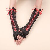 绑带蕾丝婚纱手套结婚手臂晚会宴会礼服小梅花袖 夏季 透气长款 套