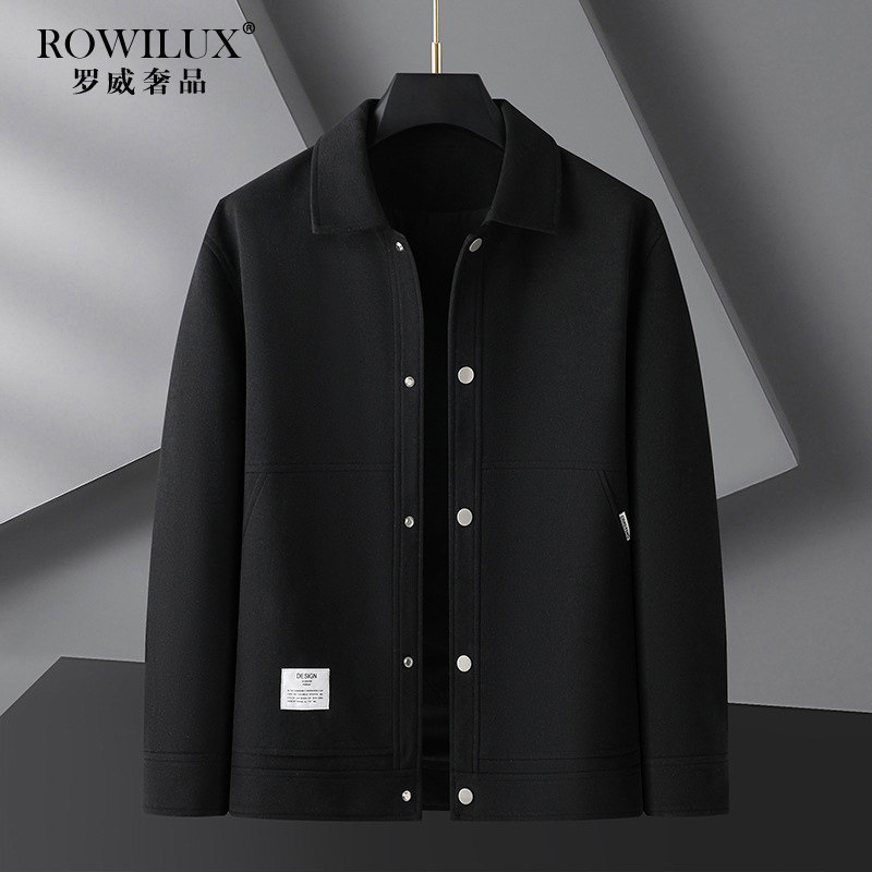 轻奢加大码美式黑色翻领夹克男痞帅高级感春款胖子宽松潮流外套潮