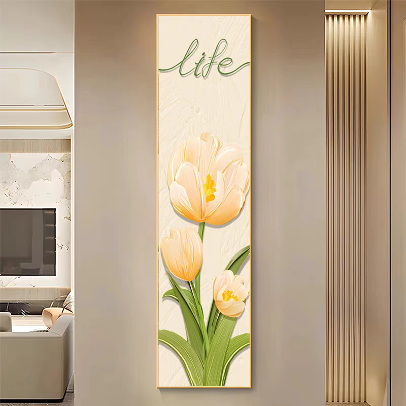 北欧风花朵装饰画窄细长条入户玄关走廊过道客厅沙发背景墙壁挂画,家居饰品,现代装饰画,淘宝优惠券,粉丝福利购,淘宝优惠卷