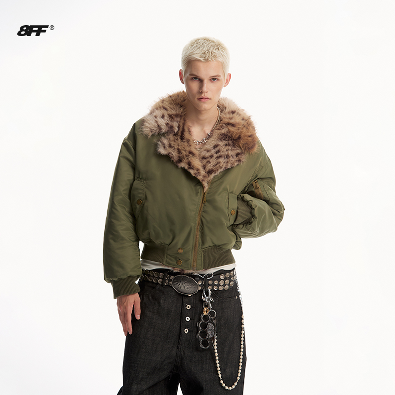 8FF大毛领加厚短款棉服外套