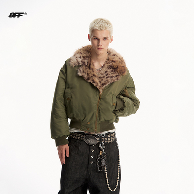 8FF大毛领加厚短款棉服外套