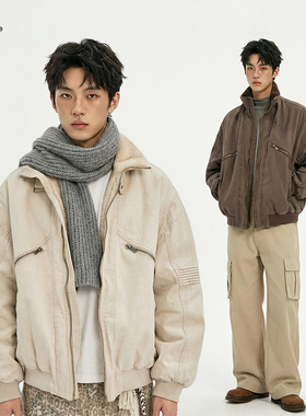 8FF大不相同/工装立领结构棉服宽松潮流休闲棉衣加绒保暖美式外套