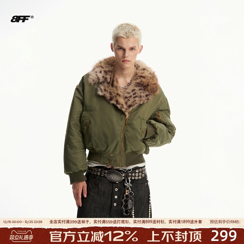 8FF大毛领加厚短款棉服外套