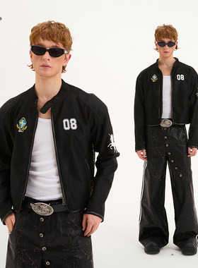 8FF26SS防晒速干机车外套徽章战马刺绣街头运动网洞透气舒适上衣