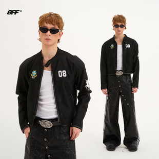 8FF26春新款防晒速干机车外套战马刺绣街头运动网洞透气舒适上衣