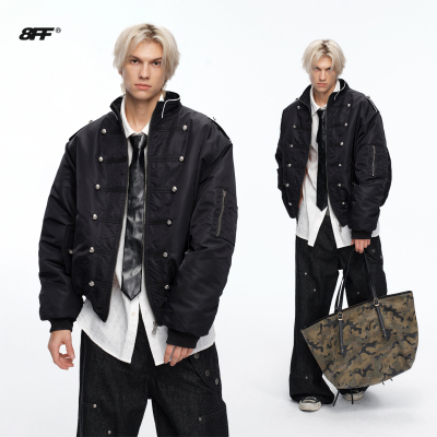 冬季复古拿破仑排扣宫廷风棉服