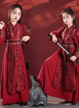 儿童汉服女童花木兰cos服装仙侠风女孩剑客飞鱼服侠客古装中国风