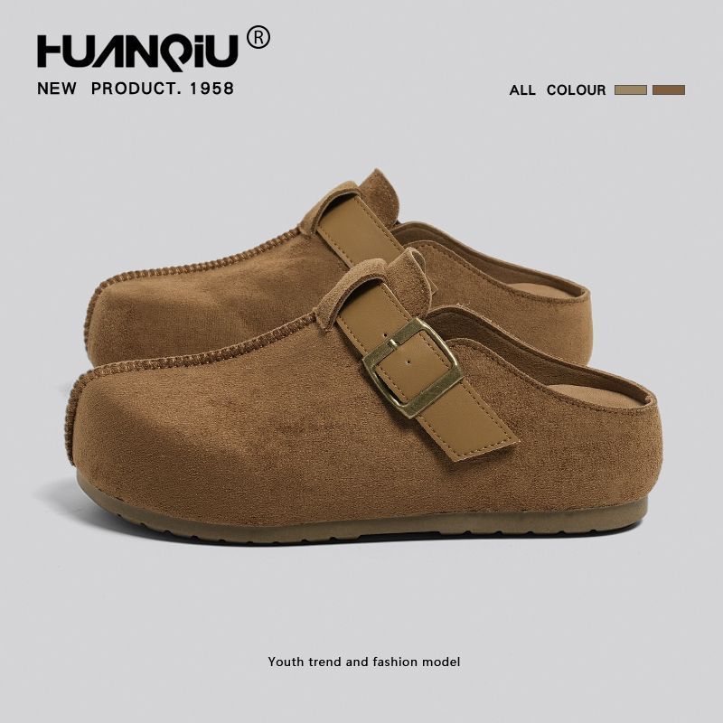 环球厚底增高勃肯鞋女2025秋冬新款复古外穿半包头拖鞋懒人通勤鞋