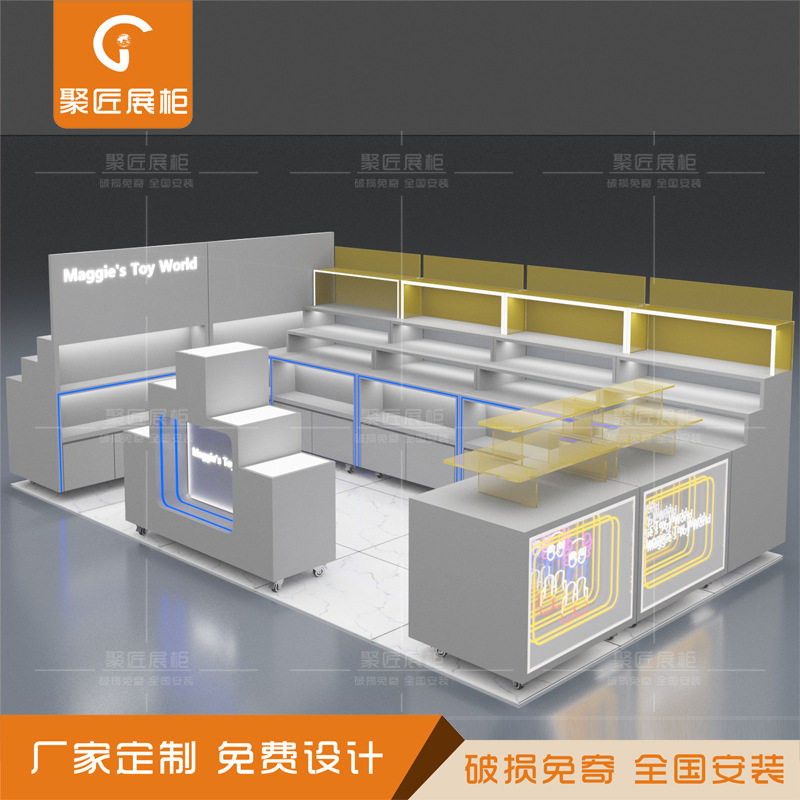 商场中庭电子中岛展示架木制烤漆产品体验展示台深渊镜柜子玩具柜