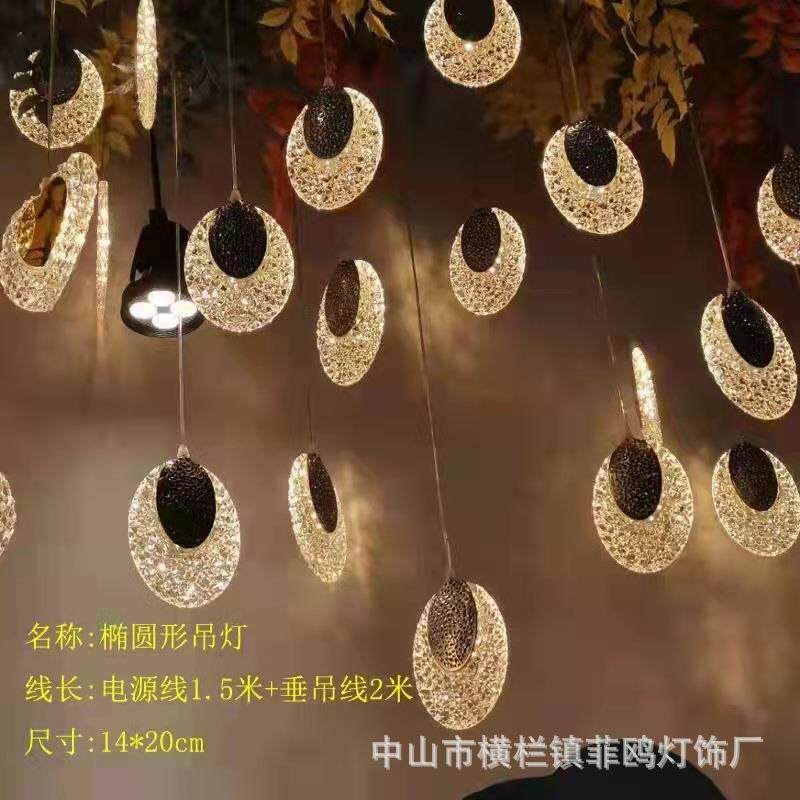新款婚庆爆款发光10头亚克力心形吊灯婚礼布置浪漫装饰吊顶灯