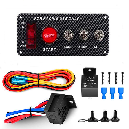 点火开关面板12V 5合1摇臂开关带发动机按钮切换开关带继电器线束