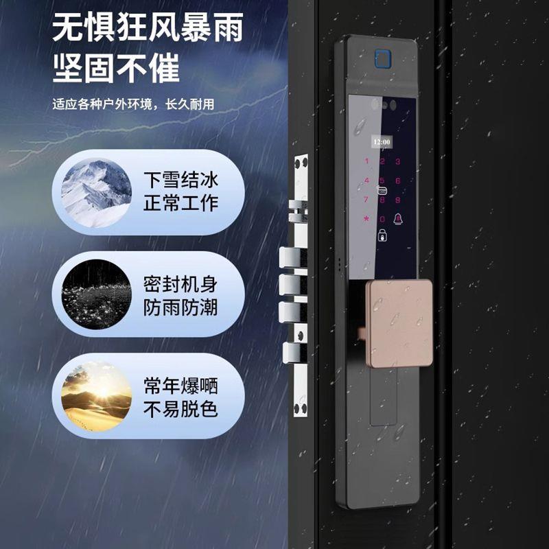 户外庭院门智能锁双开门人脸识别指纹锁防水防晒防冻家用密码锁