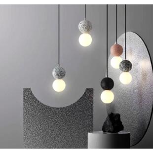 小吊灯北欧个性装饰网红简约水泥卧室床头小吃奶茶店吧台水磨石灯