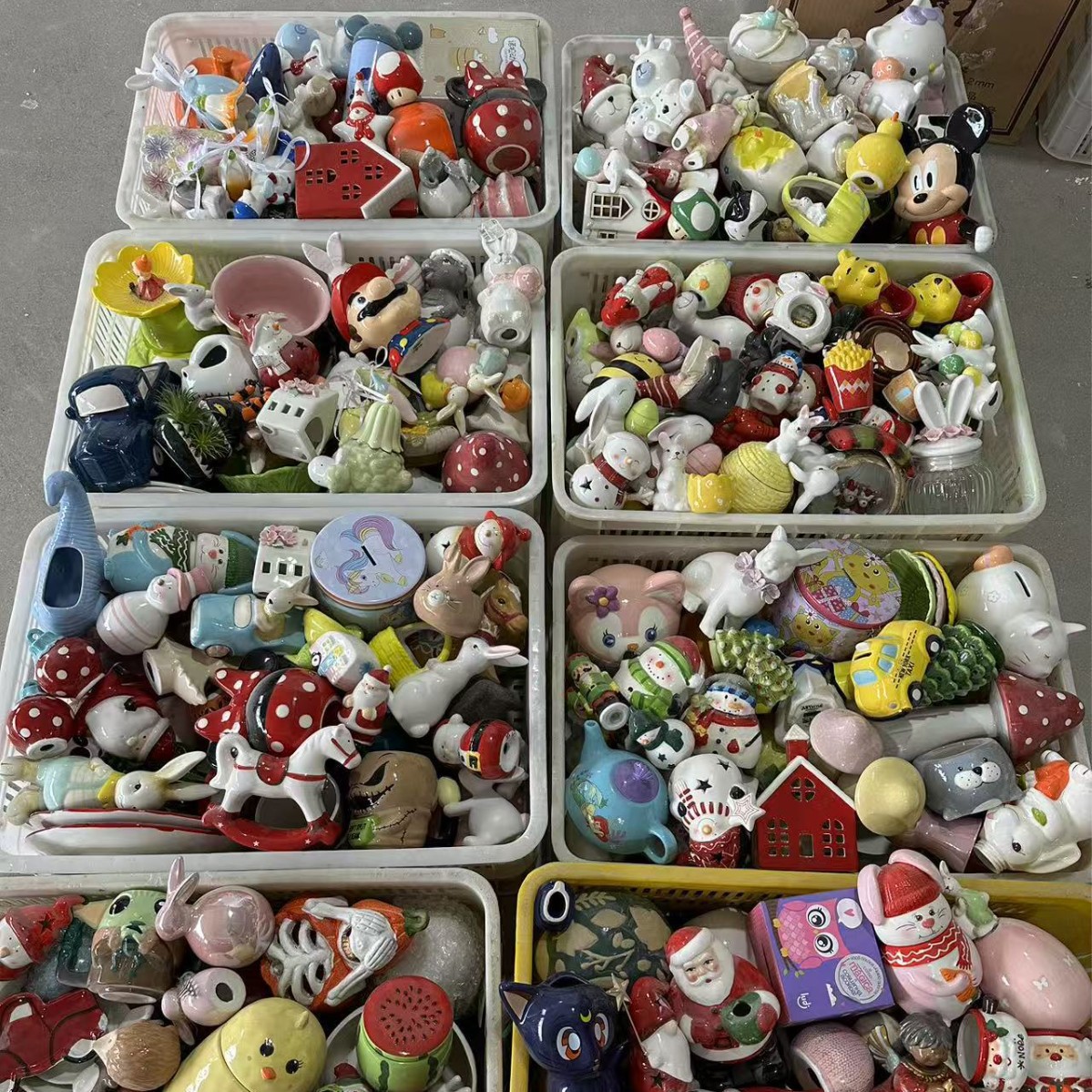 五彩陶瓷创意可爱卡通陶瓷杯子收纳摆件五彩陶瓷工艺品量大现货
