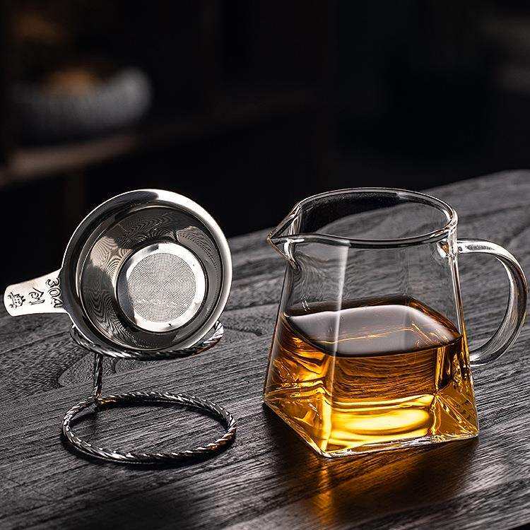 304不锈钢茶漏过滤网公杯套装耐热高硼硅加厚玻璃公道杯分茶