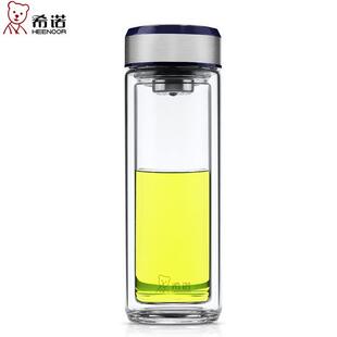 希诺双层玻璃杯隔热加厚水杯耐热防烫带盖泡茶杯子希诺玻璃杯6712