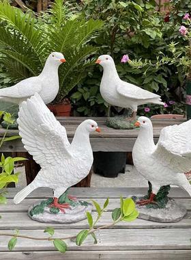 厂家户外园林仿真动物白鸽模型花园装饰道具树脂仿真鸽子摆件