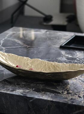 设计师创意小船果盘摆件高端轻奢客厅现代样板房餐桌托盘软装饰品