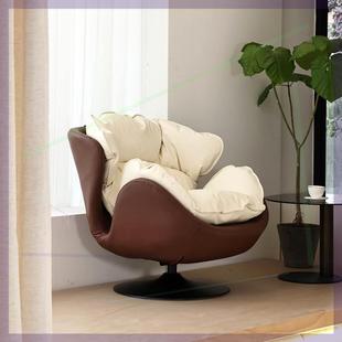 新品 单人位沙发椅皮质客厅轻奢转椅沙发高级感休闲 Redmo红摩家具