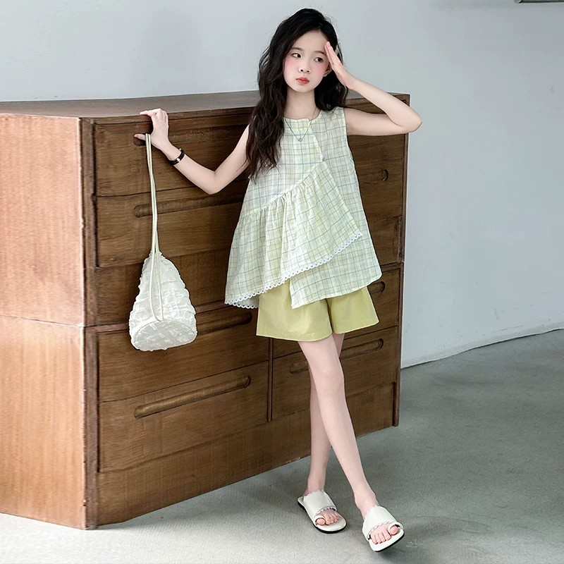 女童夏套装2026新款超好看女大童夏装薄款小女孩洋气炸街短裤衣服
