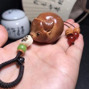 新品橄榄核手工雕刻牛B锁匙扣挂件手把件巴西核生命源把玩件文玩