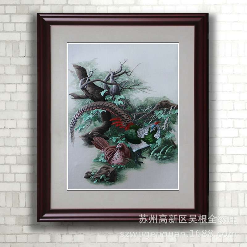苏绣成品挂画客厅书房卧室带框装饰画苏州手工刺绣动物图片